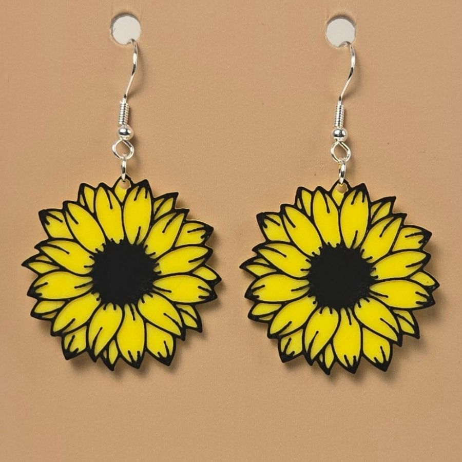 Boucle d'oreille en forme de Fleur avec crochets hypoallergéniques sans nickel